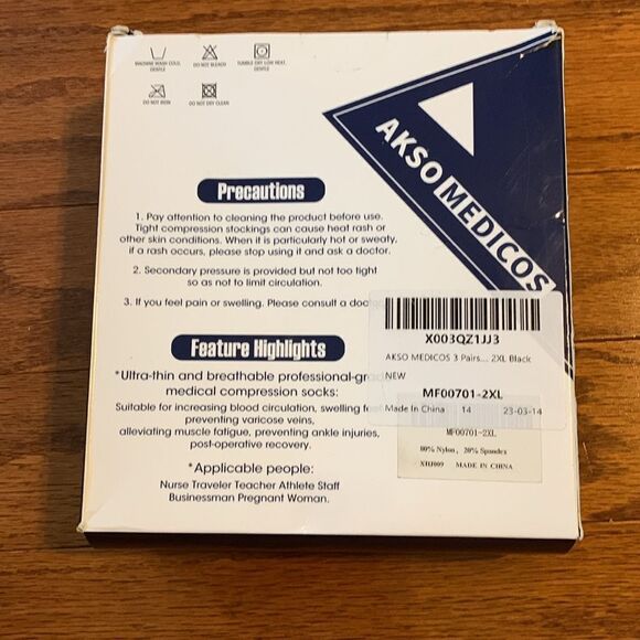 Akso Medicos Compression Socks Size 2XL Black 3 pair - Picture 2 of 9